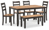 Gesthaven Dining Table con 4 Chairs y Banca (Juego de 6)