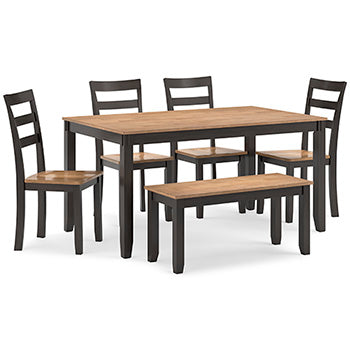 Gesthaven Dining Table con 4 Chairs y Banca (Juego de 6)