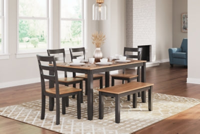 Gesthaven Dining Table con 4 Chairs y Banca (Juego de 6)