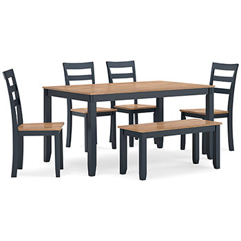 Gesthaven Dining Table con 4 Chairs y Banca (Juego de 6)
