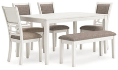 Erinberg Mesa de Comedor y 4 Sillas y Banca (Set de 6)
