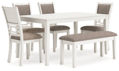 Erinberg Mesa de Comedor y 4 Sillas y Banca (Set de 6)