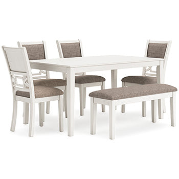 Erinberg Mesa de Comedor y 4 Sillas y Banca (Set de 6)