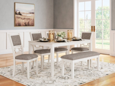 Erinberg Mesa de Comedor y 4 Sillas y Banca (Set de 6)