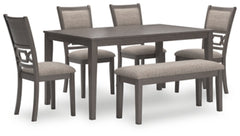 Wrenning Mesa de Comedor y 4 Sillas y Banca (Set de 6)