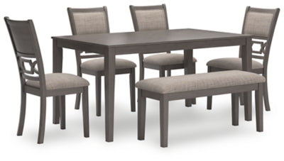 Wrenning Mesa de Comedor y 4 Sillas y Banca (Set de 6)