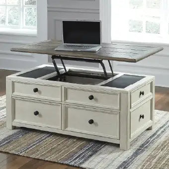 Deznee Lift-Top Coffee Table | White | Ancho: 91.4cm - Alto: 48.9cm - Prof: 66.7cm
