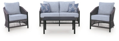 Bodega Island Outdoor Love/Chairs/Table Set (Juego de 4)