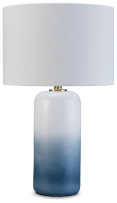 Lemrich Table Lamp | White/Teal | Ancho: 38.1cm - Alto: 65.1cm - Prof: 38.1cm