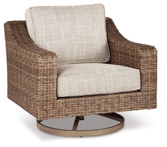 Beachcroft Outdoor Swivel Lounge with Cushion | Beige | Ancho: 89.9cm - Alto: 86.4cm - Prof: 96.8cm