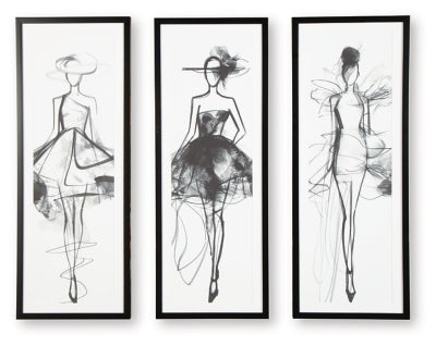 Mckerrick Wall Art Set (Set of 3) | Black/White | Ancho: 38.1cm - Alto: 102.2cm - Prof: 3.5cm