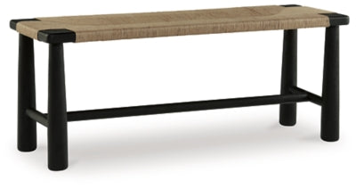Acerman Accent Bench | Black/Natural | Ancho: 122.6cm - Alto: 46.7cm - Prof: 41.3cm