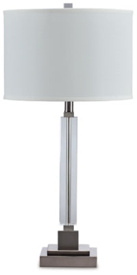 Deccalen Table Lamp | Clear/Silver Finish | Ancho: 38.1cm - Alto: 73.7cm - Prof: 38.1cm