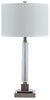 Deccalen Table Lamp | Clear/Silver Finish | Ancho: 38.1cm - Alto: 73.7cm - Prof: 38.1cm
