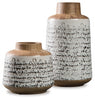 Meghan Vase (Set of 2) | Tan/Black | Ancho: 17.5cm - Alto: 30.0cm - Prof: 17.5cm
