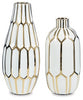 Mohsen Vase (Set of 2) | Gold Finish/White | Ancho: 15.9cm - Alto: 38.1cm - Prof: 15.9cm