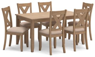 Sanbriar Dining Table and Chairs (Set of 7) | Light Brown | Ancho: 91.4cm - Alto: 75.9cm - Prof: 152.4cm