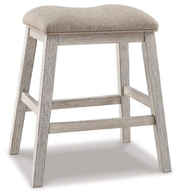 Skempton Counter Height Bar Stool | White/Light Brown | Ancho: 54.0cm - Alto: 61.0cm - Prof: 41.3cm