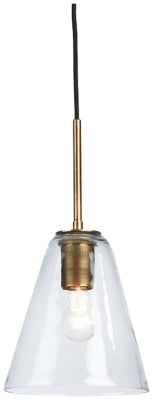 Collbrook Pendant Light | Clear/Brass | Ancho: 22.5cm - Alto: 23.5cm - Prof: 22.5cm