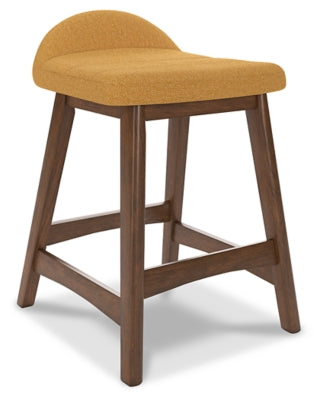 Lyncott Counter Height Bar Stool | Mustard/Brown | Ancho: 48.3cm - Alto: 73.0cm - Prof: 50.2cm