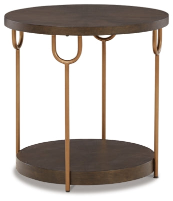Brazburn End Table | Dark Brown/Gold Finish | Ancho: 61.0cm - Alto: 61.3cm - Prof: 61.0cm