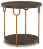 Brazburn End Table | Dark Brown/Gold Finish | Ancho: 61.0cm - Alto: 61.3cm - Prof: 61.0cm