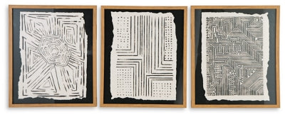 Wonderstow Wall Art (Set of 3) | Black/Beige | Ancho: 50.2cm - Alto: 60.3cm - Prof: 3.5cm