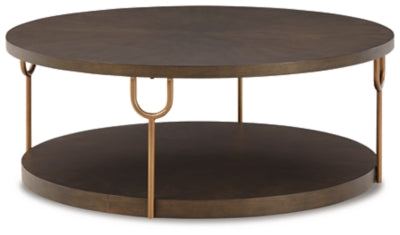 Brazburn Coffee Table | Dark Brown/Gold Finish | Ancho: 106.7cm - Alto: 42.9cm - Prof: 106.7cm