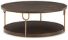 Brazburn Coffee Table | Dark Brown/Gold Finish | Ancho: 106.7cm - Alto: 42.9cm - Prof: 106.7cm