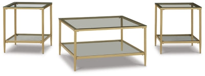 Zerika Table (Set of 3) | Gold Finish | Ancho: 812.8 - Alto: 457.2 - Prof : 812.8