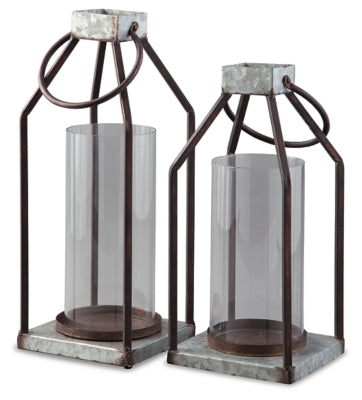 Diedrick Lantern (Set of 2) | Gray/Black | Ancho: 14.0cm - Alto: 48.3cm - Prof: 14.0cm