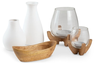 Colleigh Accessory Set (Set of 5) | White/Brown | Ancho: 266.7 - Alto: 63.5 - Prof : 266.7