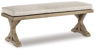 Beachcroft Outdoor Bench with Cushion | Beige | Ancho: 137.2cm - Alto: 51.8cm - Prof: 43.2cm