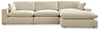 Elyza 3-Piece Sectional with Chaise | Linen | Ancho: 365.8cm - Alto: 91.4cm - Prof: 172.7cm