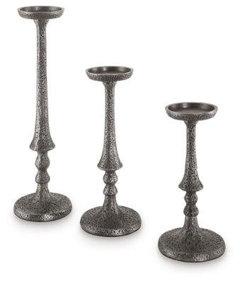 Eravell Candle Holder (Set of 3) | Pewter Finish | Ancho: 13.0cm - Alto: 46.7cm - Prof: 13.0cm