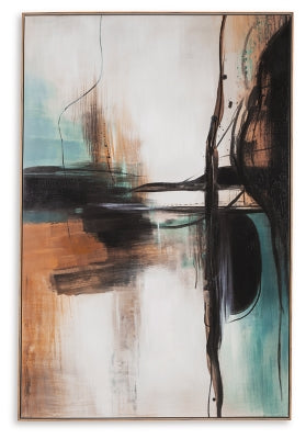 Brunonia Wall Art | Teal/Orange/Black | Ancho: 119.7cm - Alto: 179.7cm - Prof: 5.1cm