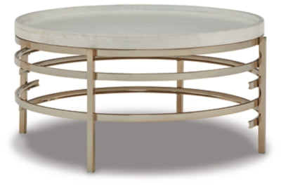 Montiflyn Coffee Table | White/Gold Finish | Ancho: 974.85 - Alto: 469.9 - Prof : 974.85